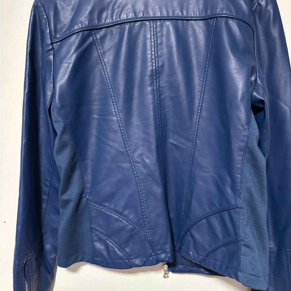 GUESS blue faux-leather moto jacket - Picture 3 of 3